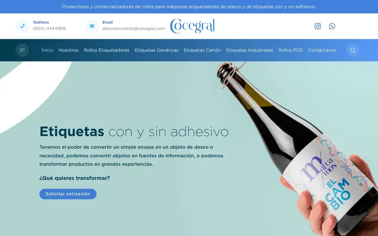 Captura del sitio web de Cocegral