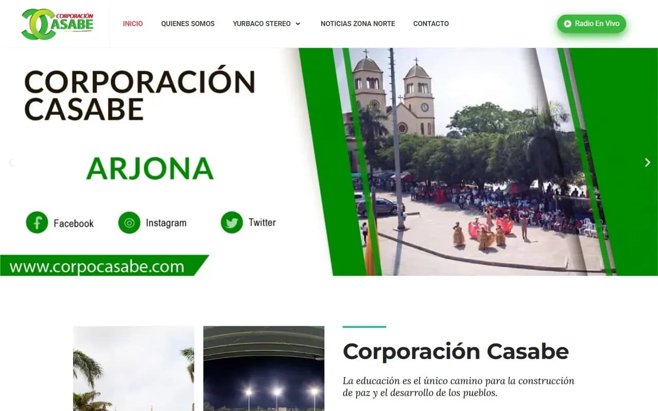 Captura del sitio web de Corporación Casabe