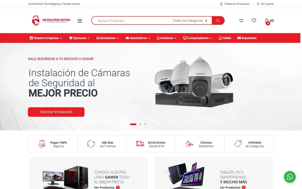 Captura del sitio web de DB Solution System
