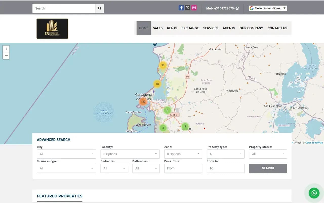 Captura del sitio web de ER Inversiones Inmobiliarias