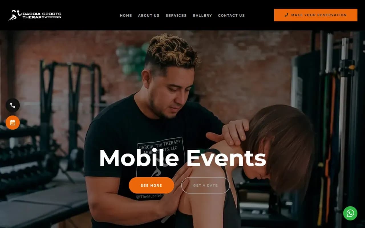 Captura del sitio web de Garcia Sports Therapy & Mobile Events