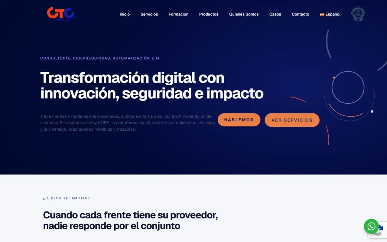 Captura del sitio web de GT Consulting