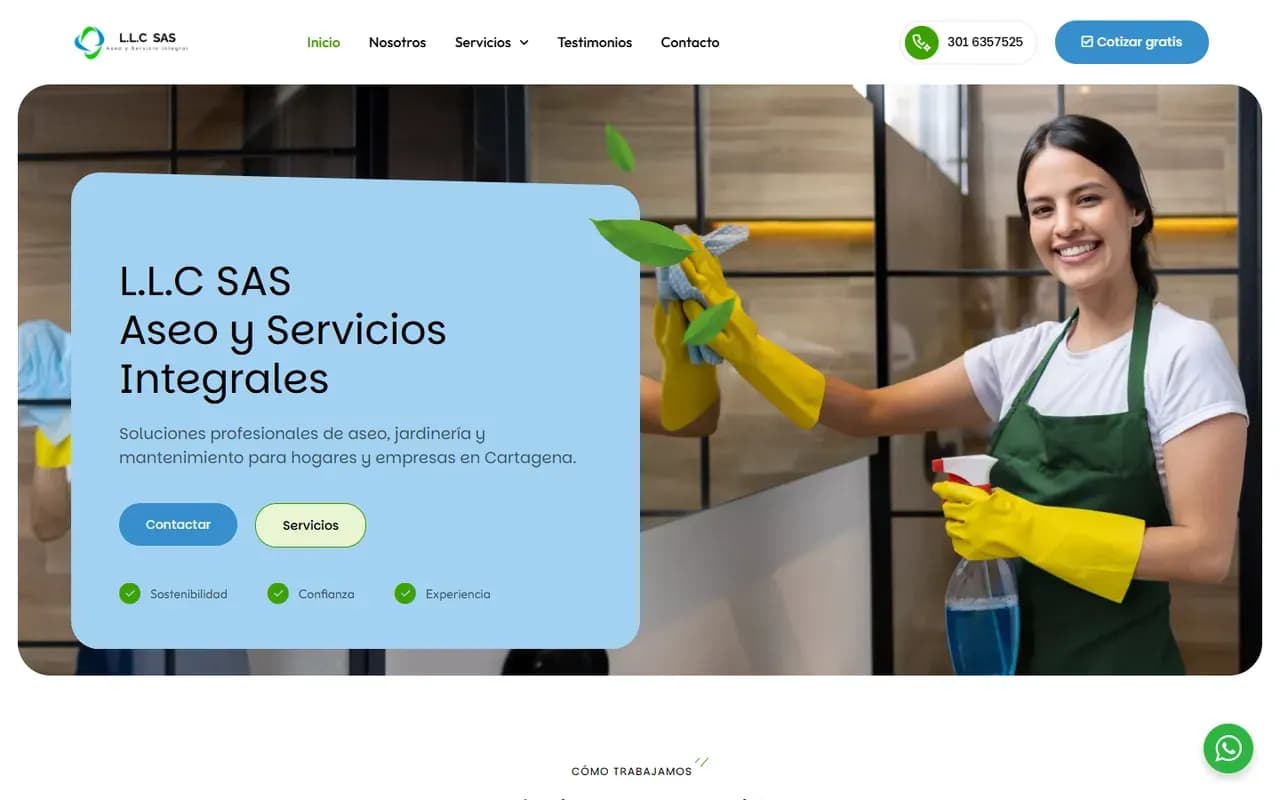 Captura del sitio web de L.L.C SAS - Aseo y Servicio Integral