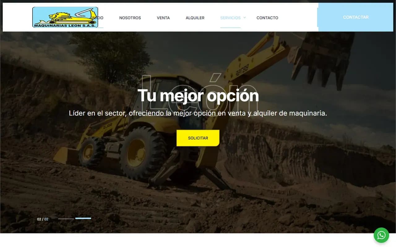 Captura del sitio web de Maquinarias León S.A.S