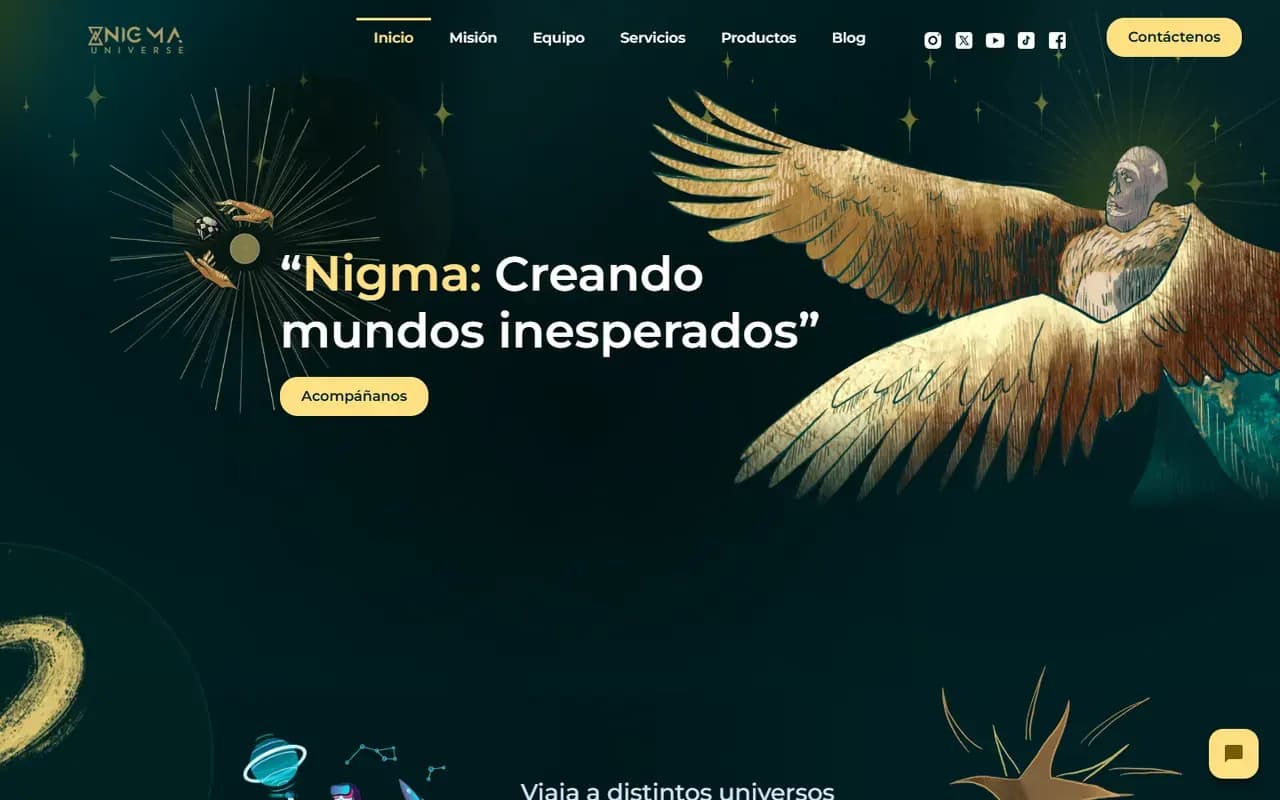 Captura del sitio web de Nigma Universe