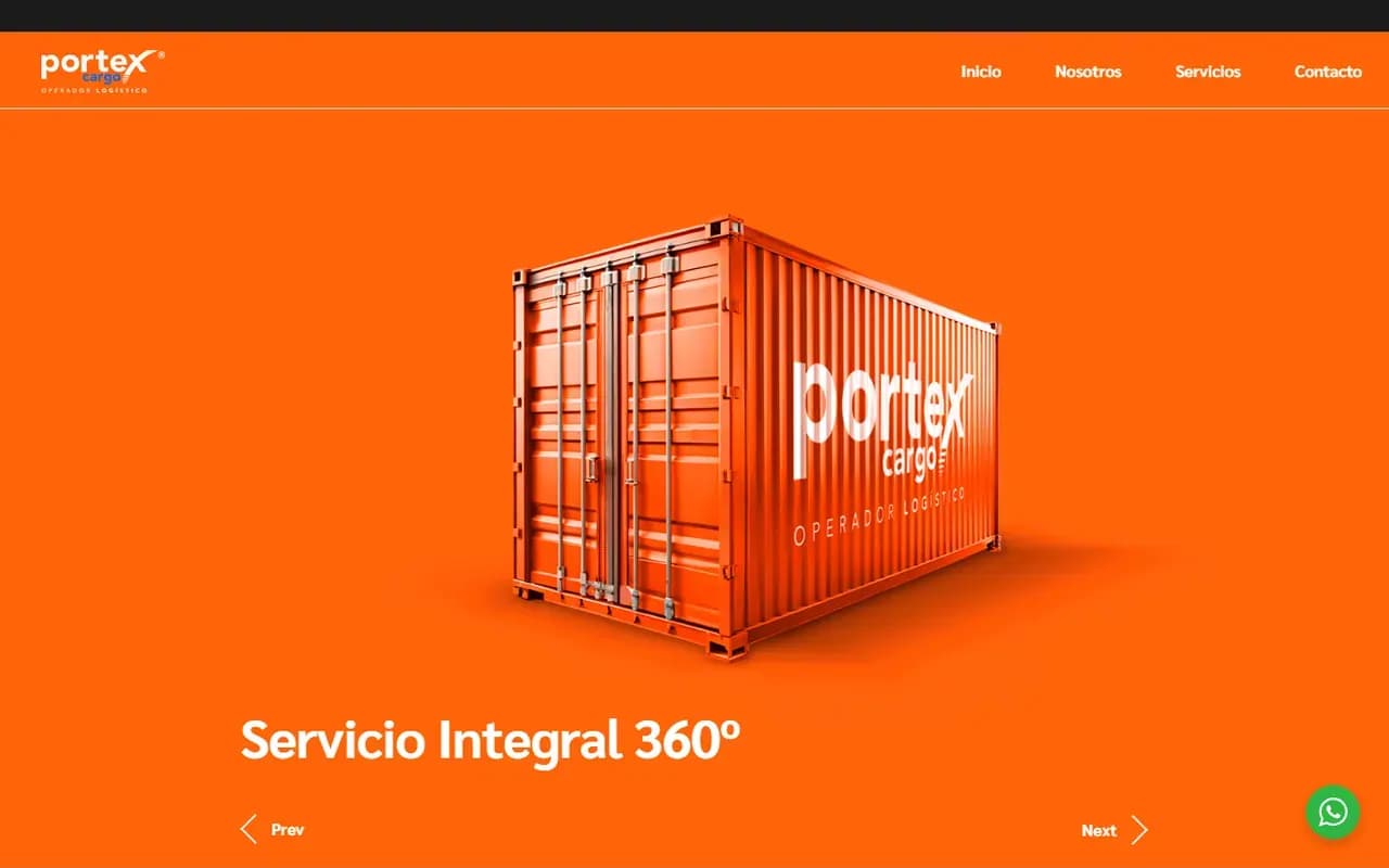 Captura del sitio web de Portex Cargo
