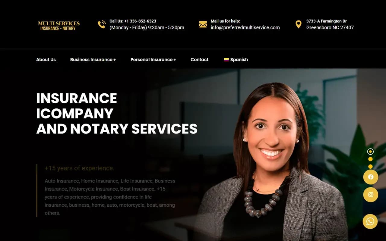 Captura del sitio web de Preferred Multi Service