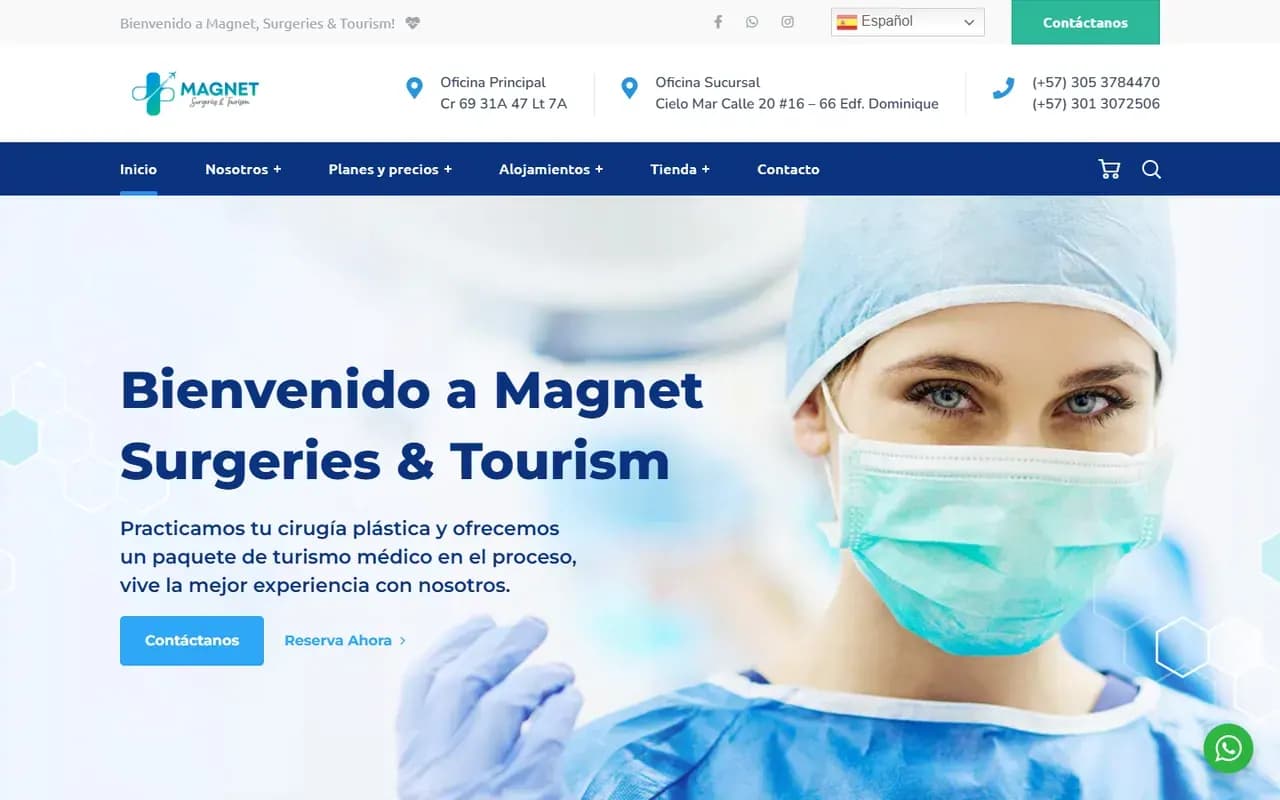 Captura del sitio web de Magnet Surgeries & Tourism