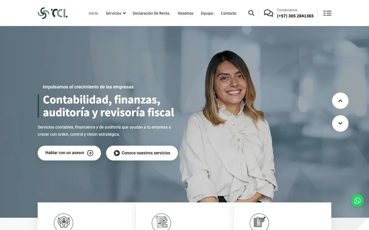 Captura del sitio web de TCL Asesores