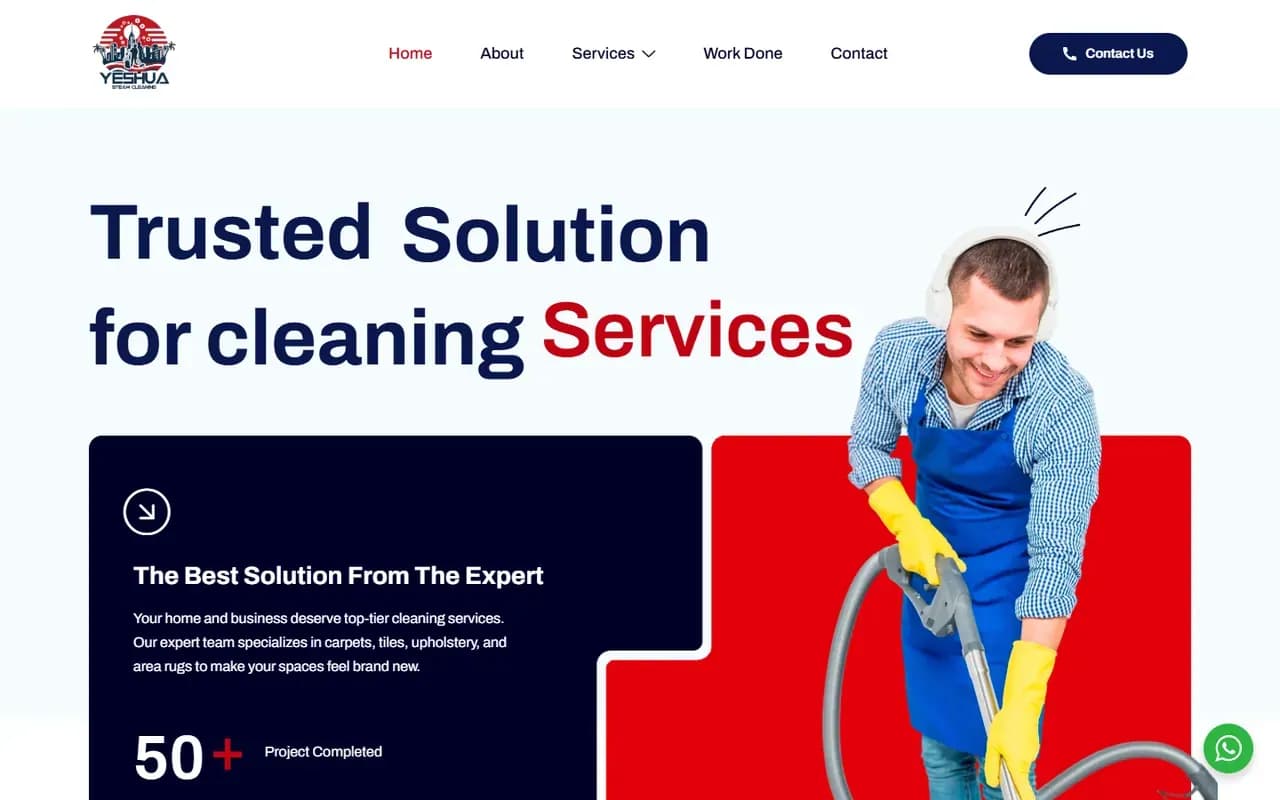 Captura del sitio web de Yeshua Steam Cleaning